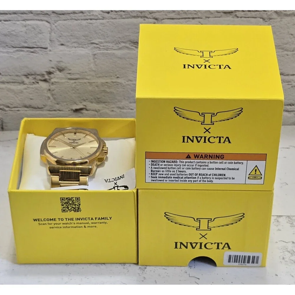 Invicta Specialty Men's Watch 44mm Textured Dial All Gold  Tone 69974 Brand New